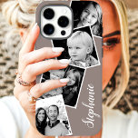 Coques iPhone 16 Collage photo Instagram personnalisé Nom personnal<br><div class="desc">Photo personnalisée Instagram Collage Ash Grey Personnalisé iPhone 16 Coque. Ce design moderne branché propose un espace pour 4 photos de style instagram carré. Ajoutez votre nom ou votre texte pour personnaliser davantage ce design personnalisé do-it-yourself choisissez votre propre couleur arrière - plan.</div>
