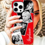 Case-Mate iPhone Case Collage photo Instagram personnalisé Nom personnal<br><div class="desc">Photo personnalisée Instagram Collage Rouge Personnalisé iPhone 11 Coque. Ce design moderne branché propose un espace pour 4 photos de style instagram carré. Ajoutez votre nom ou votre texte pour personnaliser davantage ce design personnalisé do-it-yourself choisissez votre propre couleur arrière - plan.</div>