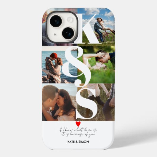 Coques Case-Mate iPhone Collage photo Love Couples Monogramme personnalisé (Verso)