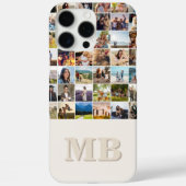 Coques Case-Mate iPhone Collage photo moderne Beige Initial Monogramme (Verso)