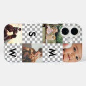 Coques Case-Mate iPhone Collage photo moderne monogramme damier (Verso (horizontal))