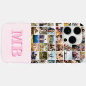 Coques Case-Mate iPhone Collage photo moderne rose Premier monogramme (Verso (horizontal))