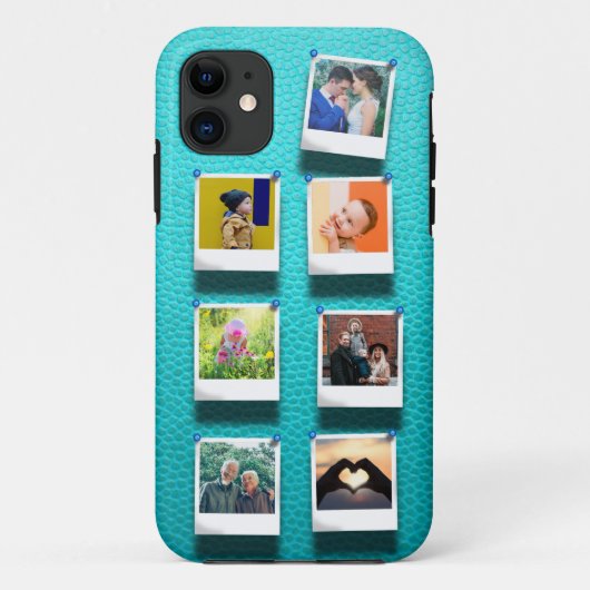 Coques Case-Mate iPhone Collage photo personnalisé Turquoise Girly tendanc (Dos)