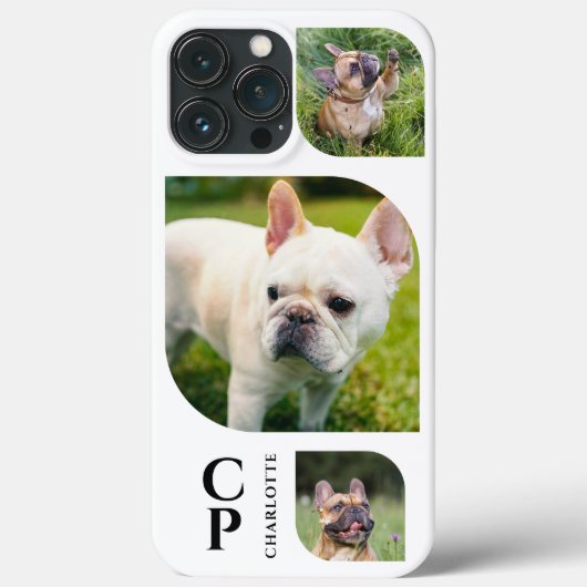 Coques Case-Mate iPhone Collage photo simple moderne Monogramme Nom 3 (Verso)