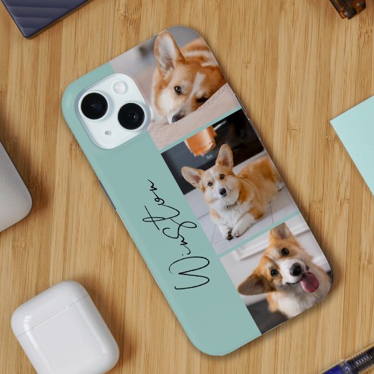 Coques Case-Mate iPhone Collage photo Turquoise moderne