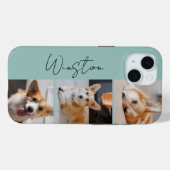 Coques Case-Mate iPhone Collage photo Turquoise moderne (Verso (horizontal))