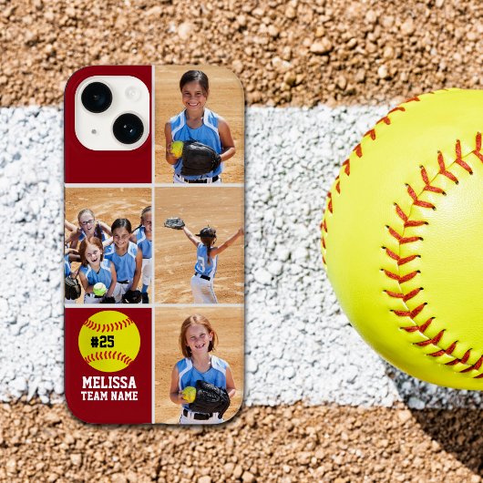 Coques Case-Mate iPhone Collage photos Children's Softball Team Red