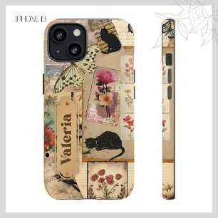 Case-Mate iPhone Case Collage vintage Découpage Floral Taxedo Cat Scrap