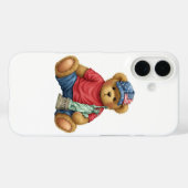 Coques Case-Mate iPhone Collection blanche. Teddy avec la Statue de la Lib (Verso (horizontal))