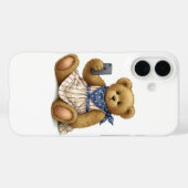 Coques Case-Mate iPhone Collection blanche. Teddy Bear avec un iPhone par (Verso (horizontal))