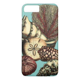 Coque iPhone 7 Plus Collection de coquillages turquoise et de coraux r