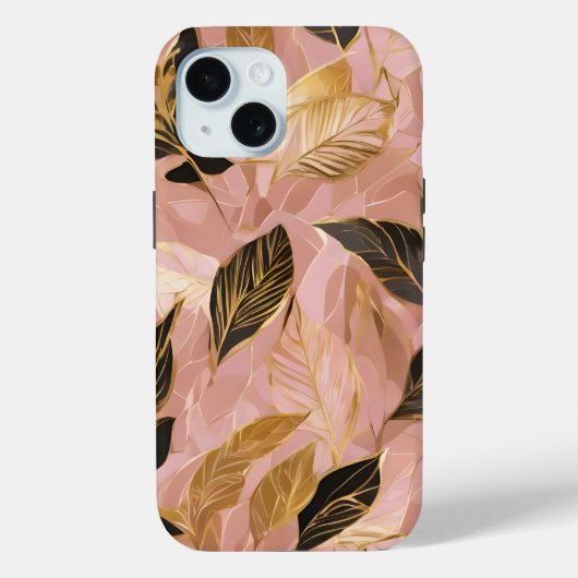 Coques Case-Mate iPhone Collection de Feuilles Boho Populaire en or rose (Verso)