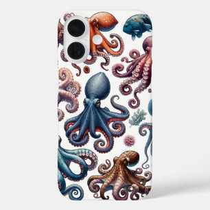 Coques iPhone 16 Collection de pieuvres vibrantes Illustration Mari