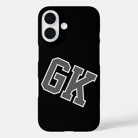 Coques Case-Mate iPhone College Noir Gris Blanc Monogramme Initiales (Verso)
