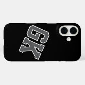 Coques Case-Mate iPhone College Noir Gris Blanc Monogramme Initiales (Verso (horizontal))