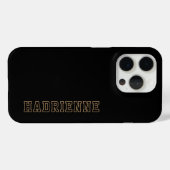 Coques Case-Mate iPhone College Noir Or Blanc Monogramme Contour Nom (Verso (horizontal))