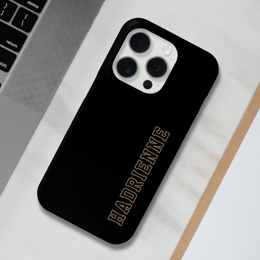 Coques Case-Mate iPhone College Noir Or Blanc Monogramme Contour Nom
