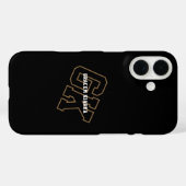 Coques Case-Mate iPhone Collège Or Noir Monogramme Initiales Varsity (Verso (horizontal))