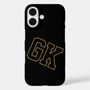 Coques iPhone 16 Collège Or Noir Monogramme Initiales Varsity