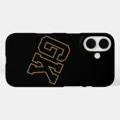 Coques Case-Mate iPhone Collège Or Noir Monogramme Initiales Varsity (Verso (horizontal))