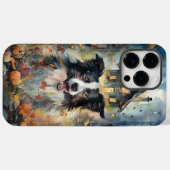Coques Case-Mate iPhone Collie frontalier d'Halloween avec effroi Citrouil (Verso (horizontal))
