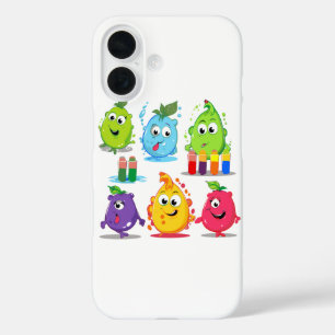 Coques iPhone 16 collier clipart ensemble de cinq fruits colorés
