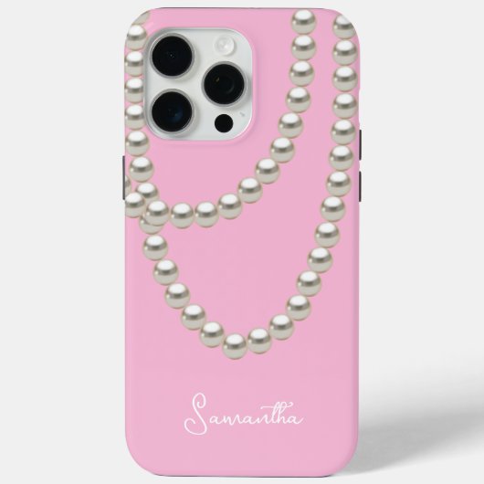 Coques Case-Mate iPhone Collier de perle rose élégant (Verso)