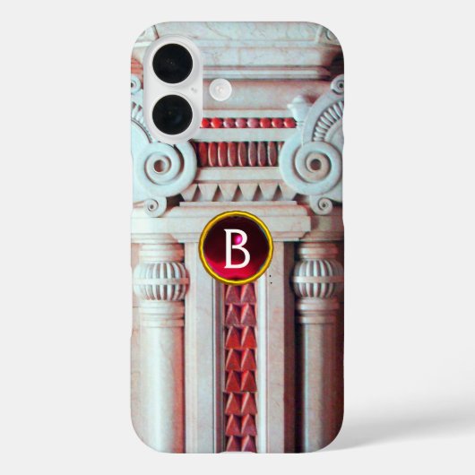 COQUES Case-Mate iPhone COLONNE ÉLÉGANTE EN MARBRE, MONOGRAMME EN PIERRE R (Verso)