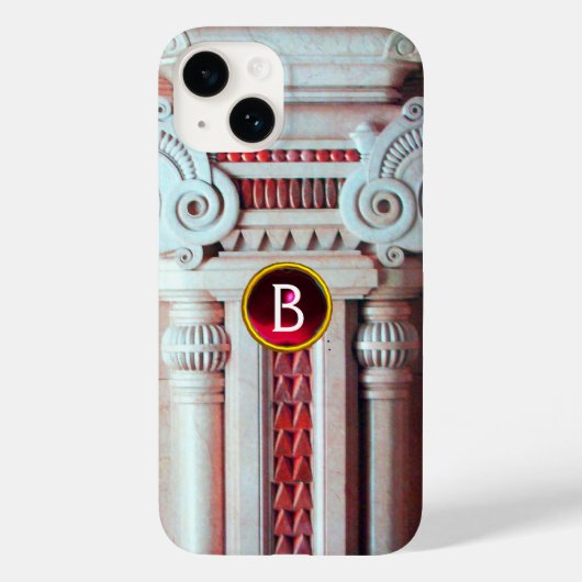 COQUES Case-Mate iPhone COLONNE ÉLÉGANTE EN MARBRE, MONOGRAMME EN PIERRE R (Verso)