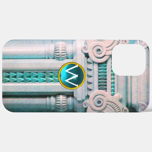 COQUES Case-Mate iPhone COLONNE ÉLÉGANTE EN MARBRE, MONOGRAMME EN PIERRE R (Retour (horizontal))
