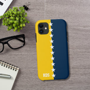 Case-Mate iPhone Case Colonnes de collège Bleu et maïs Monogramme jaune