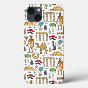 iPhone 13 Case Color Symbols of Egypt Pattern