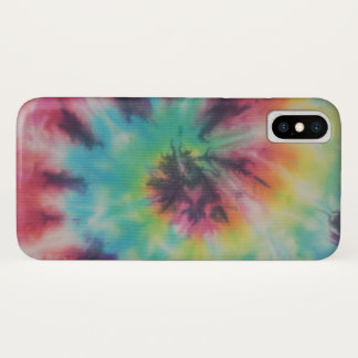 Coque iPhone X Colorant de cravate de spirale d'arc-en-ciel