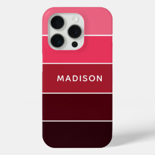 Coque iPhone 15 Pro Colorbloc rose moderne Nom personnalisé