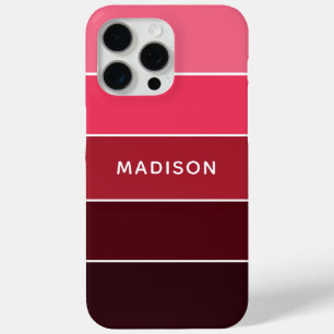 Coque iPhone 15 Pro Max Colorbloc rose moderne Nom personnalisé