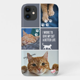 Case-Mate iPhone Case Colorblock gris Chat Photo Collage Monogramme Anim