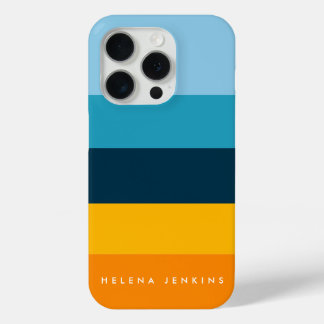 Coque iPhone 15 Pro Colorblock Monogramme horizontal à bandes colorées