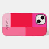 Coques Case-Mate iPhone Colorblock rose et rouge monogramme (Verso (horizontal))