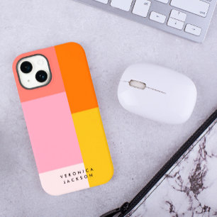 Coque Pour iPhone 14 Colorblock rose orange jaune minimaliste