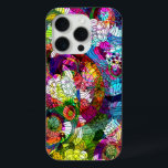 Coque iPhone 15 Pro Coloré Abstrait Fleurs Vintages Collage<br><div class="desc">Fleurs vintages et tourbillonnantes colorées et romantiques collage motif. Le design est disponible sur d'autres produits.</div>