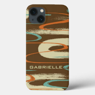 iPhone 13 Coque Coloré Abstrait Grunge Design Monogramme
