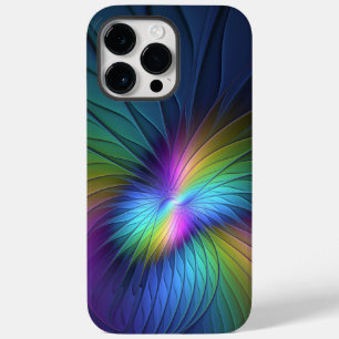 Coque Pour Pour iPhone 14 Pro Max Coloré Avec Bleu Moderne Art Fractal Abstrait