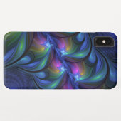 Coques Case-Mate iPhone Coloré Lumineux Abstrait Bleu rose Vert Fractal (Dos (Horizontal))