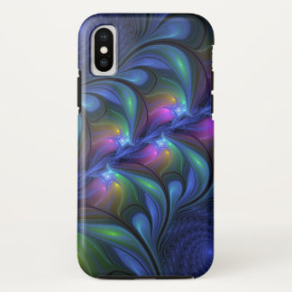 Case-Mate iPhone Case Coloré Lumineux Abstrait Bleu rose Vert Fractal