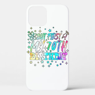 Case-Mate iPhone Case coloré mais d'abord mon 70e anniversaire raye text