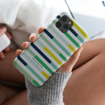 Coque Pour iPhone 14 Pro Coloré Moderne Bleu Vert Turquoise Grandes<br><div class="desc">Bandes audacieuses en marine,  menthe,  aqua,  turquoise,  citron vert,  moutarde,  jaune. Ce boîtier téléphonique est élégant et moderne,  avec votre nom ou message personnalisé.</div>