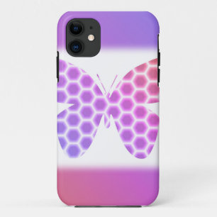 Coques Pour iPhone Coloré Peach rose violet orné de papillon géométri