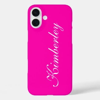 Coques iPhone 16 Plus Coloré rose néon Monogramme mode tendance Couleurs