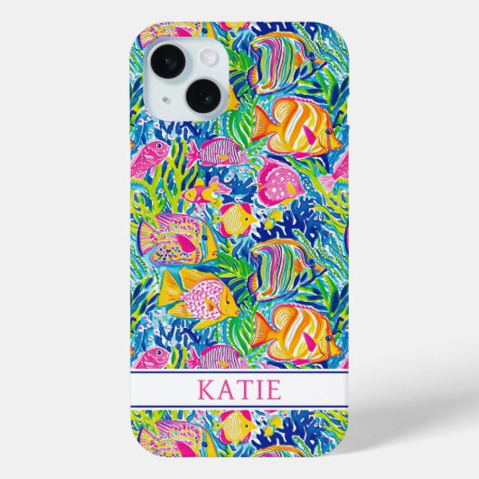 Coques Case-Mate iPhone Colorful Fish Monogrammed (Verso)