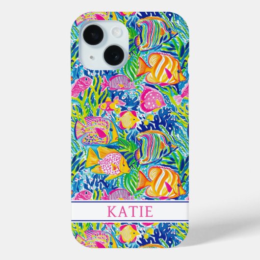 Coques Case-Mate iPhone Colorful Fish Monogrammed (Verso)